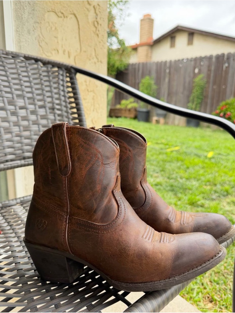 Ariat Brown Leather Ankle Western Booties